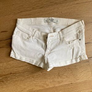 Abercrombie & Fitch Cream Jean Shorts Distressed Cut-Off